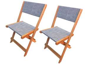 Chaise pliante en bois exotique Seoul - Maple - Gris - Lot de 2