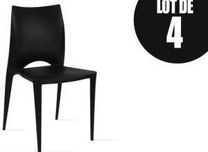 Chaises de jardin en plastique Lot de 4 Noir - OVIALA