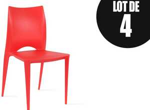 Chaises de jardin en plastique Lot de 4 Rouge - OVIALA
