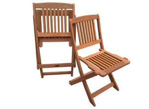 Chaise jardin pliante en bois exotique - Maple - Marron clair - Lot de 2