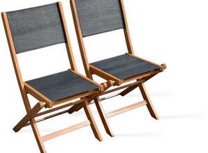 Chaises pliantes de jardin en bois Noir - OVIALA