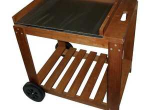 Chariot seul bois/inox pour barbecue - SéLECTION BRICO-TRAVO