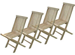 Lot de 4 chaises pliantes Jalang en teck brut - C&L JARDIN Lot de 4 chaises pliantes Jalang en teck brut - C&L JARDIN