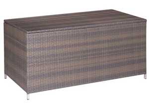 Coffre de rangement en résine tressée marron MADRID - L 71 x l 130 x H 64 - MA MAISON MES TENDANCES