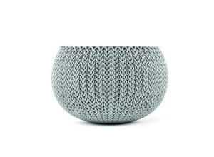 Pot de fleur aspect tricot 28cm - Bleu gris