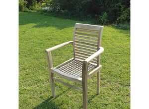 DIMA Fauteuil empilable en teck massif brut - C&L JARDIN DIMA Fauteuil empilable en teck massif brut - C&L JARDIN