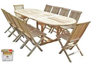 Salon de jardin en teck HENUA 10 chaises - Bundle huile - C&L JARDIN Salon de jardin en teck HENUA 10 chaises - Bundle huile - C&L JARDIN