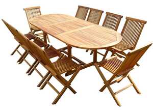Ensemble de jardin en teck huilé MUNGGI 10 chaises JUMAK - C&L JARDIN Ensemble de jardin en teck huilé MUNGGI 10 chaises JUMAK - C&L JARDIN