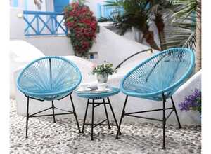 Ensemble Table basse + 2 fauteuils Bleu - L 68 x l 71 x H 82 - MA MAISON MES TENDANCES