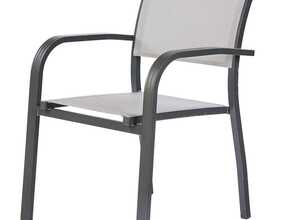 Fauteuil de jardin Bodrum - Aluminium et textilène - Gris perle - OZALIDE Fauteuil de jardin Bodrum - Aluminium et textilène - Gris perle - OZALIDE