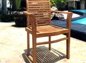 Fauteuil de jardin empilable en teck massif brut - WOOD-EN-STOCK Fauteuil de jardin empilable en teck massif brut - WOOD-EN-STOCK