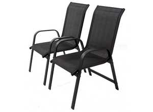 Fauteuil jardin Alu/Textilène Porto - Phoenix - Noir - Lot de 2 Fauteuil jardin Alu/Textilène Porto - Phoenix - Noir - Lot de 2