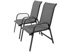 Fauteuil jardin Alu/Textilène Porto - Phoenix - Gris foncé - Lot de 2 Fauteuil jardin Alu/Textilène Porto - Phoenix - Gris foncé - Lot de 2