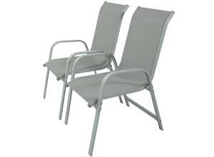 Fauteuil jardin Alu/Textilène Porto - Phoenix - Gris clair - Lot de 2 Fauteuil jardin Alu/Textilène Porto - Phoenix - Gris clair - Lot de 2