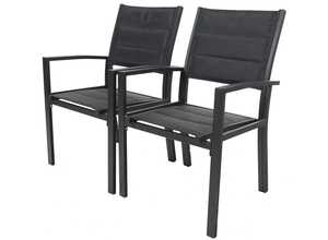 Fauteuil jardin Alu/Textilène rembourré Brazil / Canaries - Phoenix - Noir Fauteuil jardin Alu/Textilène rembourré Brazil / Canaries - Phoenix - Noir