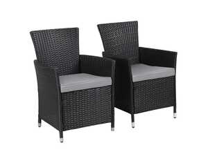 Fauteuil jardin en résine tressée - St Tropez - Atlanta - Noir - Lot de 2