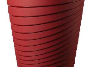 Pot de fleur rond en plastique injecté rouge cerise résistant au gel et aux UV, Ø 35 cm x H 35 cm - DEROMA
