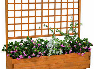 Jardinière avec treillis "Hellbrunn" L 136 x H 140 cm couleur miel - GASPO Jardinière avec treillis "Hellbrunn" L 136 x H 140 cm couleur miel - GASPO