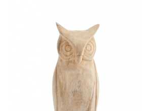 Hibou Debout Bois Naturel M 15X10X55Cm - JOLIPA
