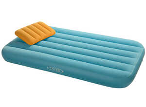 Matelas gonflable enfant 1 place Bleu + oreiller