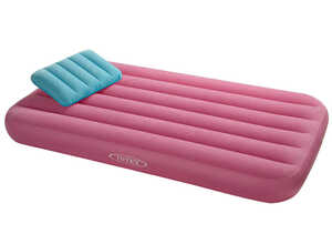Matelas gonflable enfant 1 place Rose + oreiller