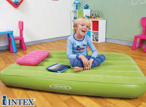 Matelas gonflable enfant 1 place Vert + oreiller