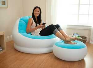 Ensemble fauteuil et pouf Pop - Bleu
