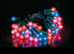Guirlande Noël intérieur 50 perles Fixe Rouge Bleu Violet