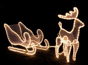 Décoration de Noël Renne + Traineau Blanc