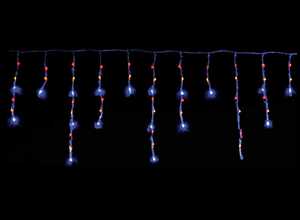 Guirlande de Noël rideau effet neige 120 LED - 1,90 m Bleu