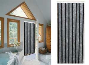 Rideau de porte chenille Florence Gris Noir - 90 x 220 cm