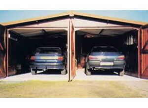 Garages bois jumelés 37.2 m² - 6 x 6.2 x 2.60 m - 12 mm ( dimensions pour les 2 garages réunis)