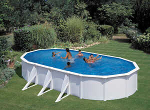 Kit piscine acier ovale Atlantis blanche - 7.30 x 3.75 x 1.32 m
