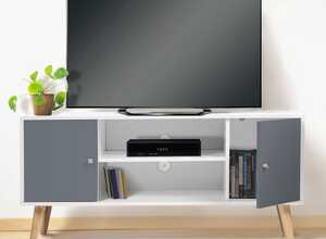 Meuble TV scandinave gris et blanc