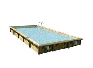 Piscine bois Linéa 8,00 x 5,00 x 1,40 m - Liner beige - Ubbink Piscine bois Linéa 8,00 x 5,00 x 1,40 m - Liner beige - Ubbink