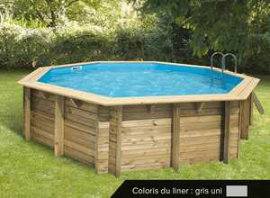 Piscine bois Océa 5,10 x 1,20 m - Liner gris - Ubbink Piscine bois Océa 5,10 x 1,20 m - Liner gris - Ubbink