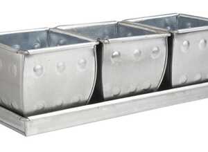 Jardinière 3 pots en zinc brossé - - AUBRY GASPARD Jardinière 3 pots en zinc brossé - - AUBRY GASPARD