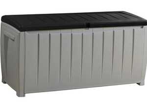 KETER Coffre de rangement Novel avec assise 340 l - 124x55x63 cm - Gris et anthracite