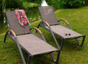 Lot de 2 bains de soleil CARLA coloris taupe et anthracite