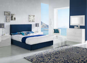 Lit à pans Cristina - 160 x 200 cm - Bleu Lit à pans Cristina - 160 x 200 cm - Bleu
