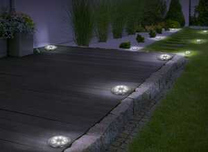 Lot de 10 disques solaires à LED spots de jardin