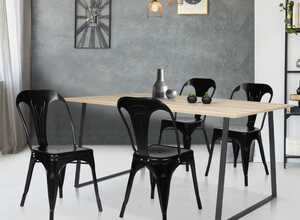 Lot de 2 chaises LENY métal noir mat empilable aspect brut factory