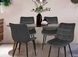 Lot de 4 chaises MADY en velours gris pour salle à manger
