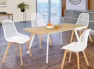 Lot de 4 chaises MANDY blanches pour salle à manger