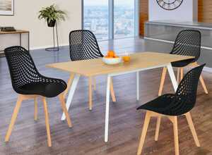 Lot de 4 chaises MANDY noires pour salle à manger