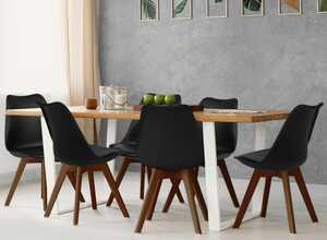 Lot de 6 chaises SARA noires pieds foncés pour salle à manger