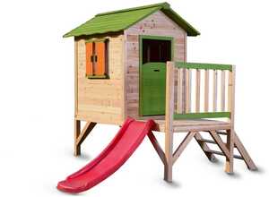 Maisonnette en bois avec toboggan - OVIALA