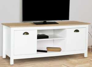 Meuble TV vintage IGOR bois et blanc