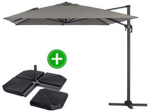 Parasol jardin déporté Alu Sun 4 - Rectangle- 3 x 4 m - Gris - Dalles incluses Parasol jardin déporté Alu Sun 4 - Rectangle- 3 x 4 m - Gris - Dalles incluses