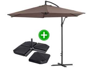 Parasol jardin déporté Alu Ilios - Rond - Ø 3 m - Taupe - Dalles incluses Parasol jardin déporté Alu Ilios - Rond - Ø 3 m - Taupe - Dalles incluses